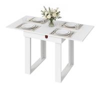 HOMCOM Folding Dining Table Under-Table Storage Extendable Kitchen Table Steel Rail White