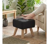 Homcom Modern Footstool, Fabric Foot Rest With Rubber Wood Legs, Black