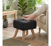 Homcom Modern Footstool, Fabric Foot Rest With Rubber Wood Legs, Black Black