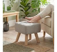 HOMCOM Modern Footstool, Fabric Foot Rest with Rubber Wood Legs, Brown