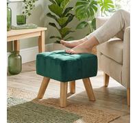 Homcom Modern Footstool, Fabric Foot Rest With Rubber Wood Legs, Dark Green Dark Green
