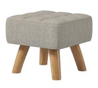 Homcom Modern Footstool, Fabric Foot Rest With Rubber Wood Legs, Grey Grey