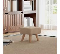 HOMCOM Modern Tufted Footstool, Fabric Foot Stool with Rubber Wood Legs, Padded Seat Light Brown, Brown
