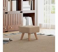 HOMCOM Modern Tufted Footstool, Fabric Foot Stool with Rubber Wood Legs, Padded Seat Light Brown, Brown