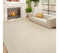 HOMCOM Modern Geometric Rug, Thick Plush, Non-Slip, 160 x 120 cm - Cream, Living Room/Bedroom/Office