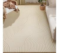 HOMCOM Modern Geometric Rug Thick Plush Non-Slip 160 x120 cm, Cream