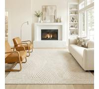 Homcom Modern Geometric Rug, Thick & Plush, Non-Slip, 200 X 140 Cm - Cream Cream 200cm x 140cm