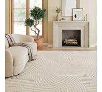Homcom Modern Geometric Rug, Thick Plush, Non-Slip, 200 X 140 Cm, Cream