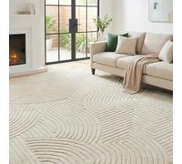 HOMCOM Modern Geometric Rug, Thick Plush, Non-Slip, 200 x 140 cm - Cream, Living Room/Bedroom/Office