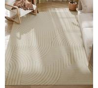 HOMCOM Modern Geometric Rug Thick Plush Non-Slip 230 x 160 cm, Cream