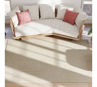 HOMCOM Modern Geometric Rug Thick Plush Non-Slip 230 x 160 cm, Cream | For Bedroom, Living Room, Office