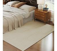 Homcom Modern Geometric Rug, Thick & Plush, Non-Slip, 230 X 160 Cm - Cream Cream 230cm x 160cm