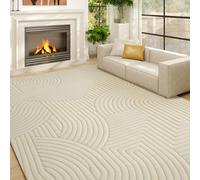 HOMCOM Modern Geometric Rug, Thick & Plush, Non-Slip, Cream - 160 x 120 cm