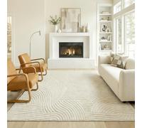 HOMCOM Modern Geometric Rug, Thick & Plush, Non-Slip, Cream - 200 x 140 cm