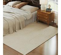 HOMCOM Modern Geometric Rug, Thick & Plush, Non-Slip, Cream - 230 x 160 cm