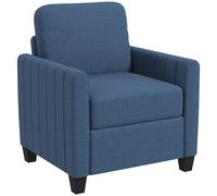 HOMCOM Modern Grey Accent Chair With Spring Cushion - Back Pillow - Blue | TJ Hughes