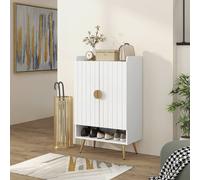 Homcom Modern Hallway Shoe Cupboard With Adjustable Shelves For Entryway In White White