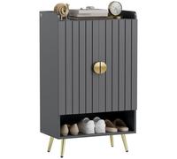 Homcom Modern Hallway Shoe Cupboard With Open Compartment Adjustable Shelf In Grey Grey