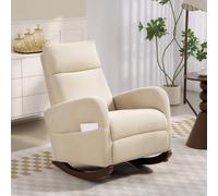 HOMCOM Modern High Back Corduroy Leisure Rocking Chair for Nursery, Beige