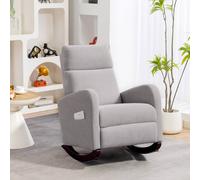 Homcom Modern High Back Corduroy Leisure Rocking Chair For Nursery, Grey Grey