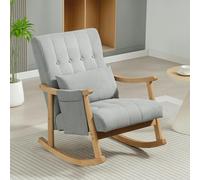 HOMCOM Modern High Back Rocking Chair with Solid Wood Legs