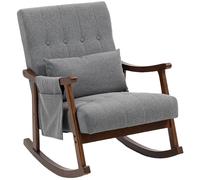 Homcom Modern High Back Rocking Chair With Solid Wood Legs In Grey Grey