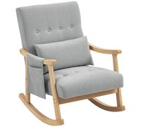 Homcom Modern High Back Rocking Chair With Solid Wood Legs In Light Grey Light Grey