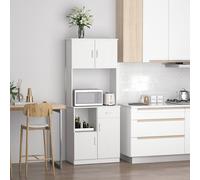 HOMCOM Kitchen Cupboard with Hutch Pantry Storage Cabinet Hutch Microwave Shelf - White