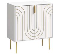 HOMCOM Modern Kitchen Cupboard, Storage Cabinet with 2 Doors, Adjustable Shelf and Metal Legs, White