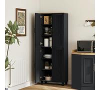 HOMCOM Modern Kitchen Cupboard Storage Cabinet with 4 Shelves, Black - Black - Kitchen Cupboard - Particle Board