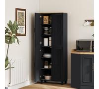 HOMCOM Modern Kitchen Cupboard Storage Cabinet with 6 Shelves, Black