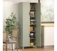 HOMCOM Modern Kitchen Cupboard Storage Cabinet with 6 Shelves, Green, Green