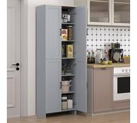 HOMCOM Modern Kitchen Cupboard Storage Cabinet w/ 6 Shelves, Grey, Grey