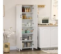 HOMCOM Freestanding Kitchen Cupboard, 4-Door Storage Cabinet Organizer with Adjustable Shelves, 170cm, White Aosom UK