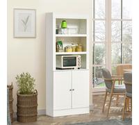 HOMCOM Modern Kitchen Cupboard, Storage Cabinet with Adjustable Shelves, White - White