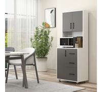 Modern Kitchen Cupboard with Storage Cabinets, 3 Drawers for Living Room HOMCOM Grey One Size