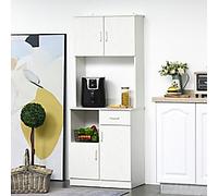Homcom Modern Kitchen Cupboard with Hutch Microwave Shelf