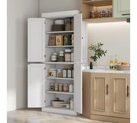 HOMCOM Modern Kitchen Storage Cabinet, 6-Tier Shelves W/ 4 Adjustable, White