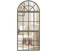 HOMCOM Modern Large Arched Wall Mirror with Metal Grid 120 x 54 cm Black