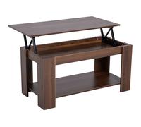 100cm Lift Up Top Coffee Table Desk Hidden Storage Bottom Shelf Living HOMCOM Walnut One Size
