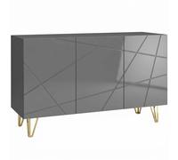 HOMCOM Modern Luxe High Gloss Sideboard, with Hairpin Legs, Grey