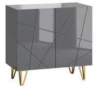 HOMCOM Modern Luxe High Gloss Sideboard, with Hairpin Legs - Grey