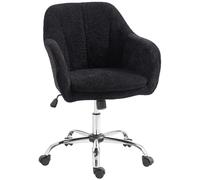 HOMCOM Modern Makeup Vanity Chair, Snow Flannel Office Chair with Tub Back, Black