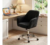 HOMCOM Modern Makeup Vanity Chair with Tub Back for Bedroom, Black
