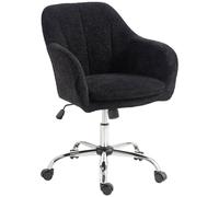 Homcom Modern Makeup Vanity Chair With Tub Back For Bedroom, Black Black