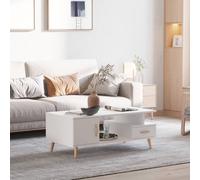 Homcom Modern Minimalism Storage Coffee Table Wooden Living Reception Room In White White