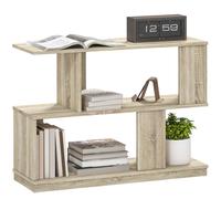 HOMCOM Modern Narrow End Table, S-Shaped Nightstand, Natural Wood Finish