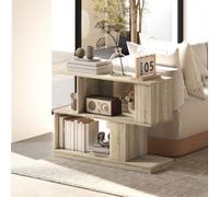 Homcom Modern Narrow End Table, S-Shaped Nightstand, Natural Wood Finish