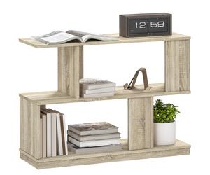 HOMCOM Modern Narrow End Table, S-Shaped Nightstand, Natural Wood Finish