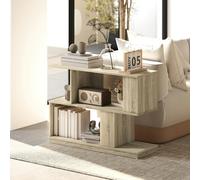Homcom Modern Narrow End Table, S-Shaped Nightstand, Natural Wood Finish In Light Brown Light Brown